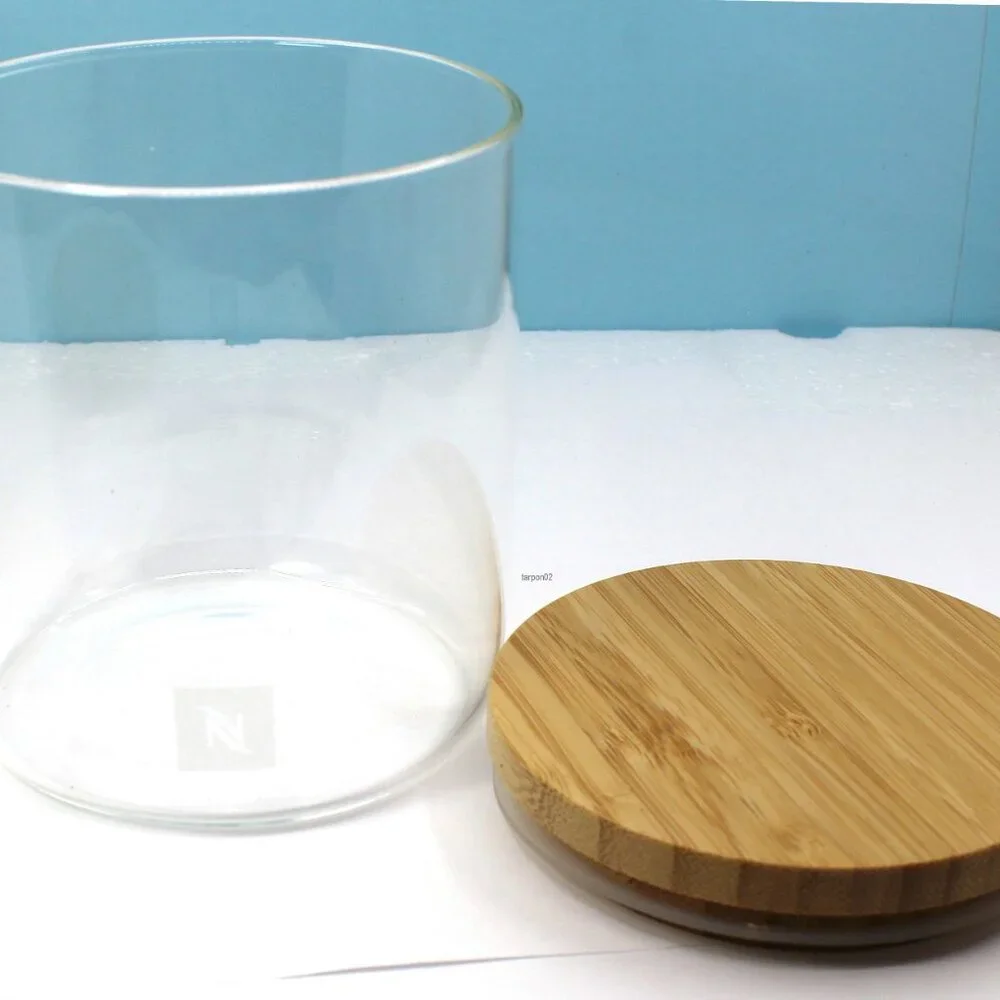 Nespresso Capsule Dispenser Glass Medium Display + Bamboo Top SG 25 LLY N NIB